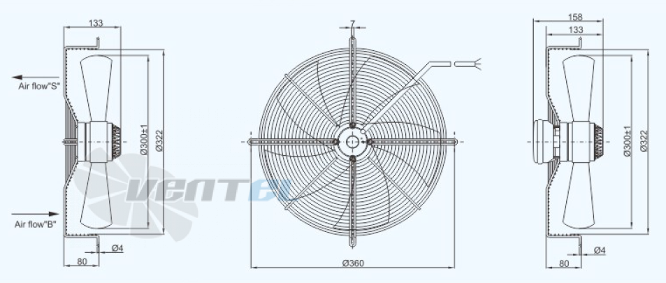 Габариты Sanmu YWF(K)2D300-Z