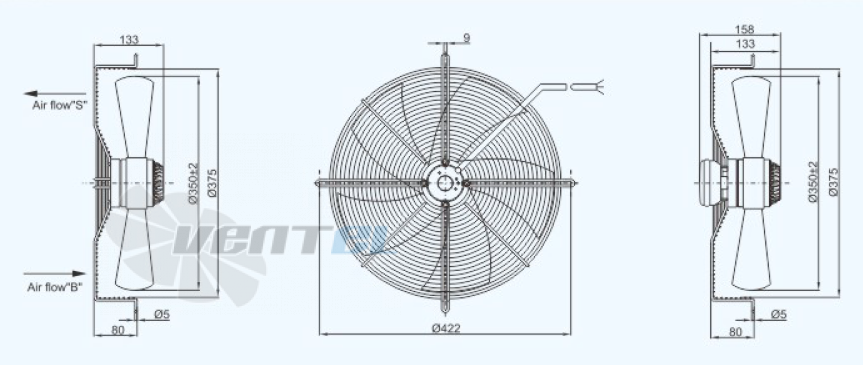 Габариты Sanmu YWF(K)4E350-Z