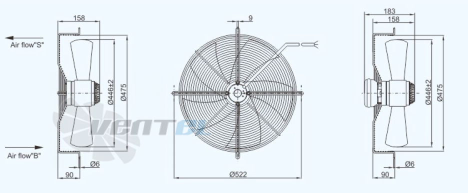 Габариты Sanmu YWF(K)4E450-ZX01