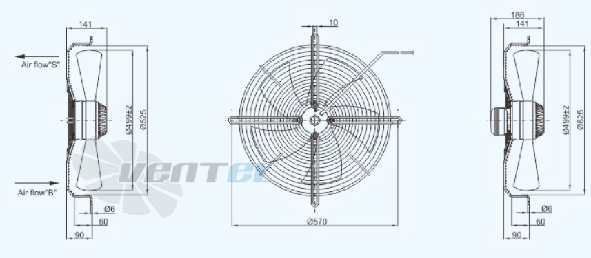 Габариты Sanmu YWF(K)4E500-Z