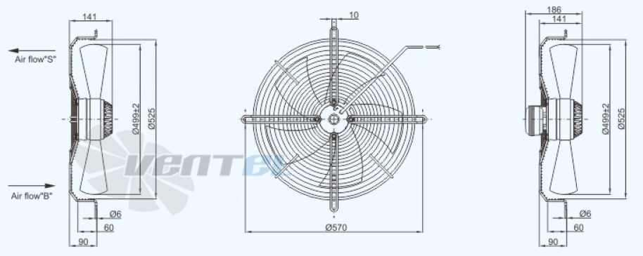 Габариты Sanmu YWF(K)8E500-Z