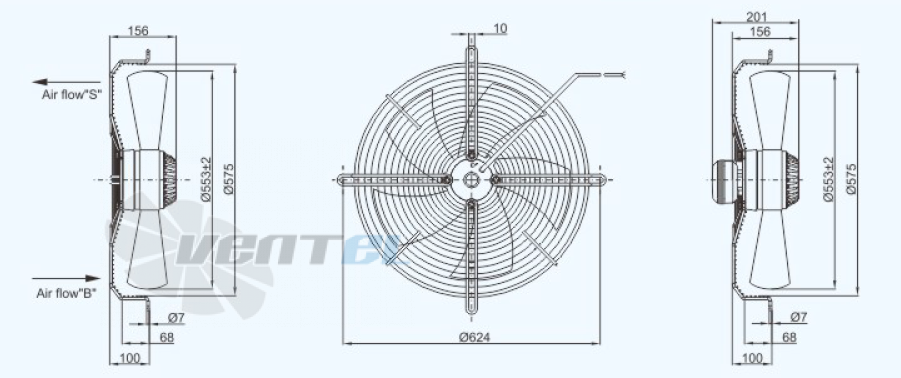 Габариты Sanmu YWF(K)4E550-Z