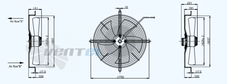 Габариты Sanmu YWF(K)4D630-Z