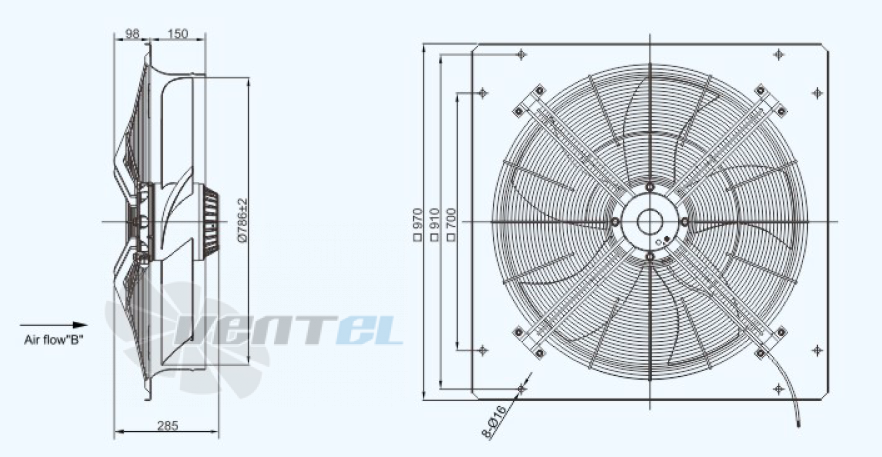 Габариты Sanmu YWF(K)4D800-ZF
