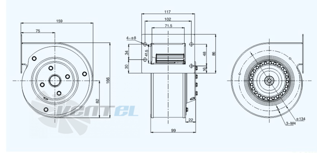 Габариты Sanmu YWF(K)2E120-GQ-R