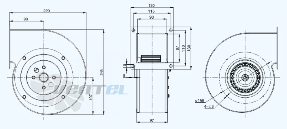 Габариты Sanmu YWF(K)2E140-GQ-R