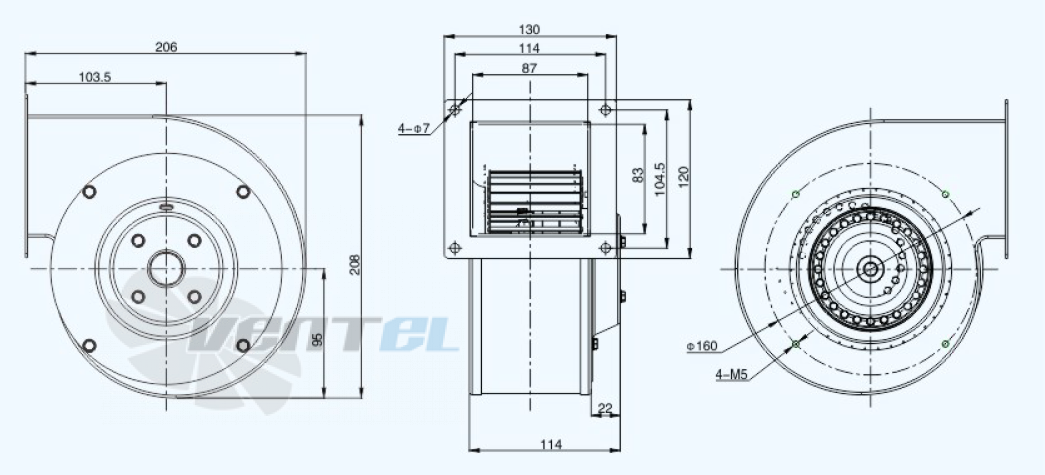 Габариты Sanmu YWF(K)2E150-GQ-R