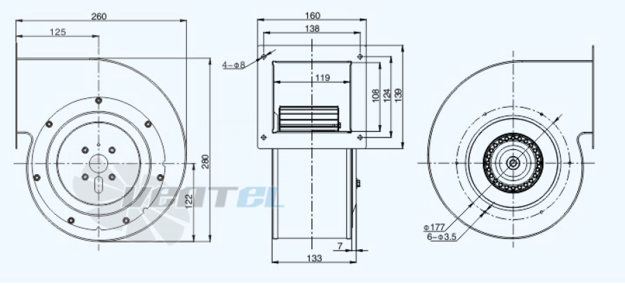 Габариты Sanmu YWF(K)2E180-GQ-R