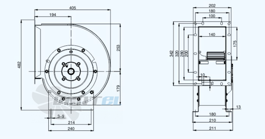 Габариты Sanmu YWF(K)4D225-GQ-R