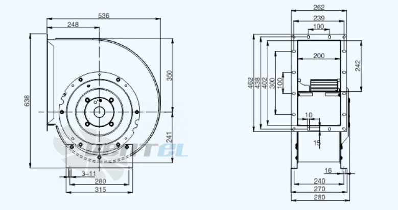 Габариты Sanmu YWF(K)4D315-GQ-R