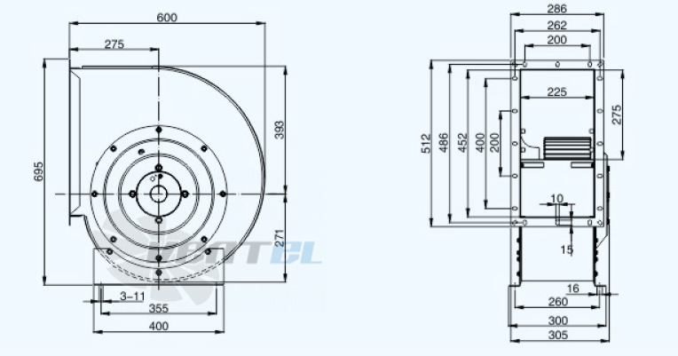 Габариты Sanmu YWF(K)4D355-GQ-R