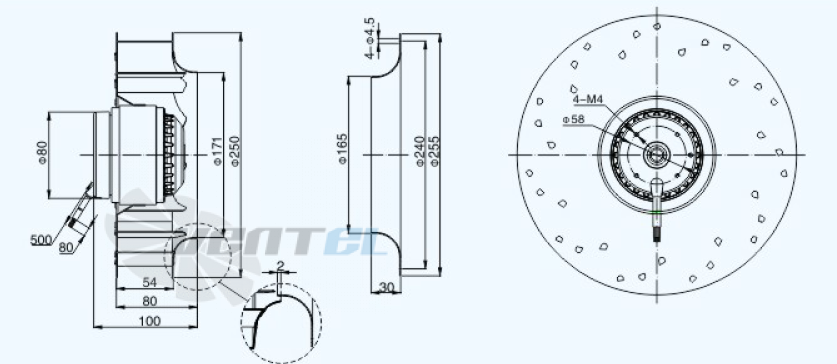 Габариты Sanmu YWF(K)2E250-GH