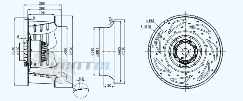 Габариты Sanmu YWF(K)6E560-GH50