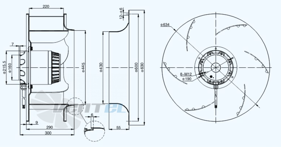 Габариты Sanmu YWF(K)4D630-GH