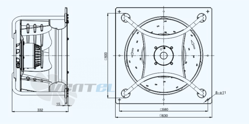 Габариты Sanmu YWF(K)4D500-GH51-LDW