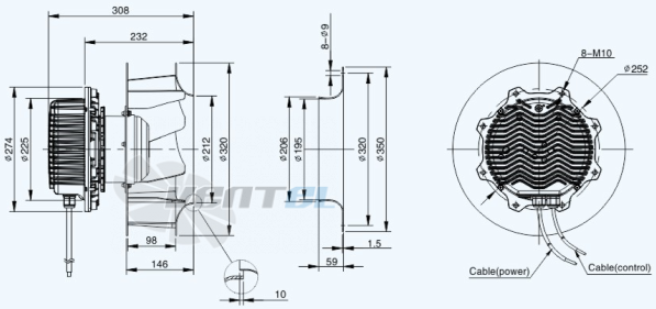 Габариты Sanmu ECF-K-8D310-PLHDAJ2
