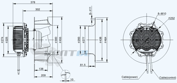 Габариты Sanmu ECF-K-8D450-PLHDAJ4