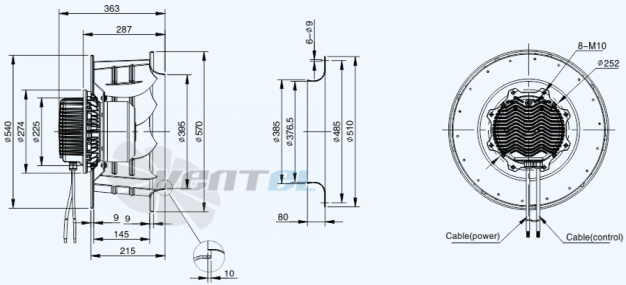 Габариты Sanmu ECF-K-8D500-PLHDAJ4